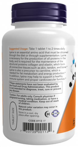 NOW Double Strength L-Lysine 1000 mg, Двойная сила L-Лизин 1000 мг, 100 таблеток