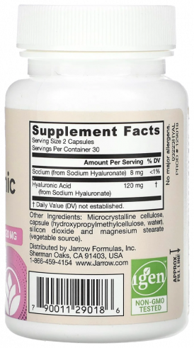 Jarrow Formulas Hyaluronic Acid, Гиалуроновая кислота, 60 капсул