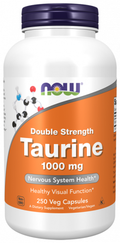 NOW Double Srength Turine 1000 mg, Таурин Двойная сила 1000 мг, 250 капсул