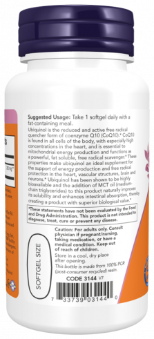 NOW Ubiquinol, Убихинол, 60 капсул