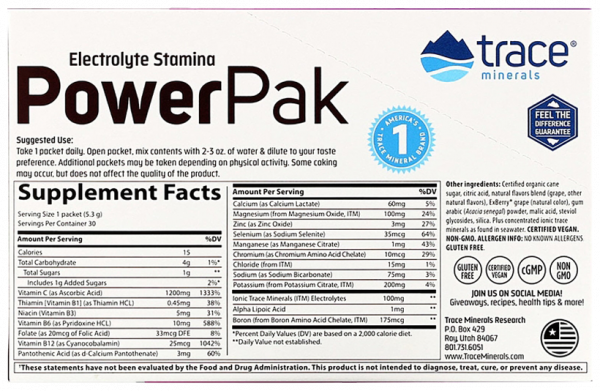 Trace Minerals Electrolyte Stamina Power Pak, 30 пак