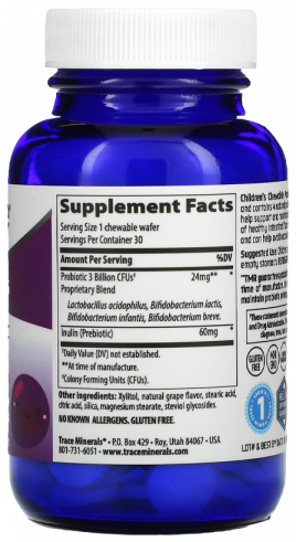 Trace Minerals Чуибл Пробиотик, 30 таблеток